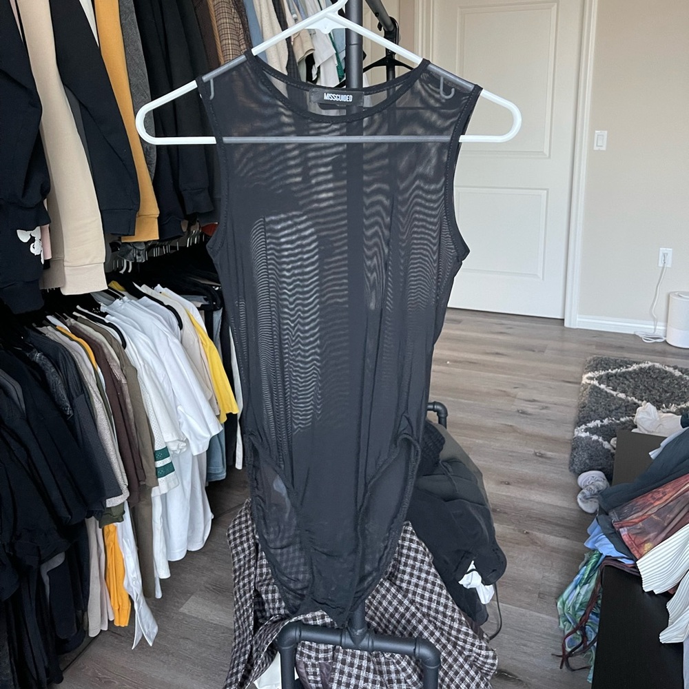 Missguided Black Sheer Bodysuit